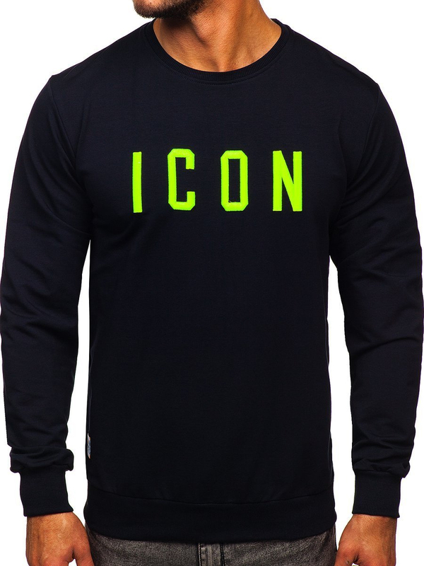 Bolf Herren Sweatshirt ohne Kapuze mit Motiv Dunkelblau  146176