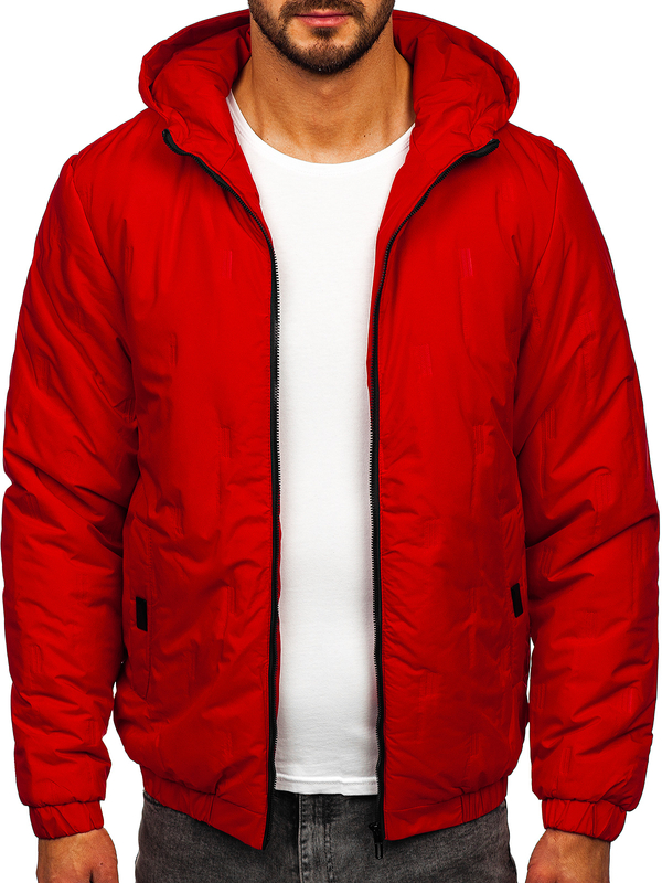 Herren Gepolsterte Übergangsjacke mit Kapuze Rot Bolf 5M3116