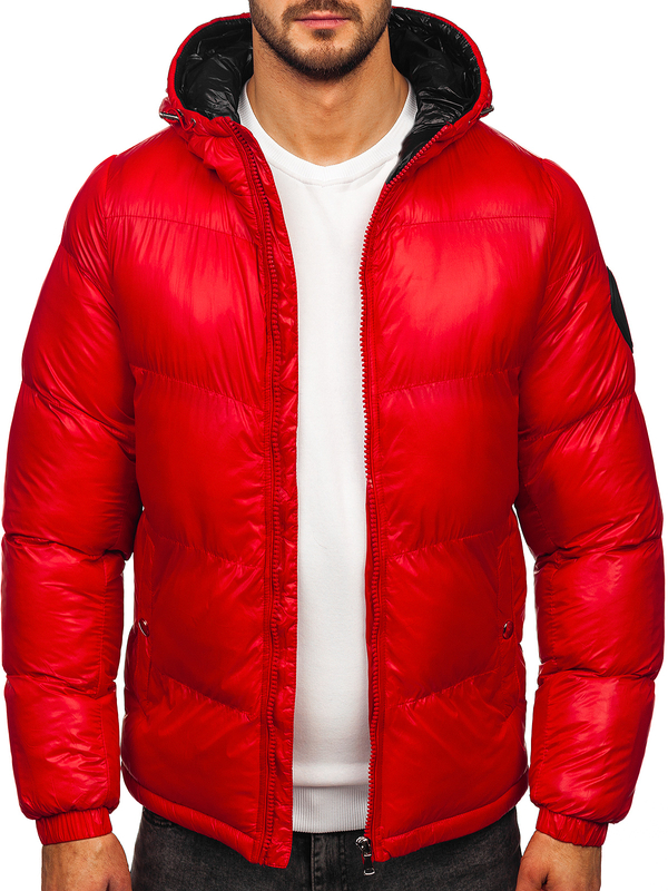 Herren Gepolsterte Winterjacke Puffer mit Kapuze Rot Bolf 5M3198