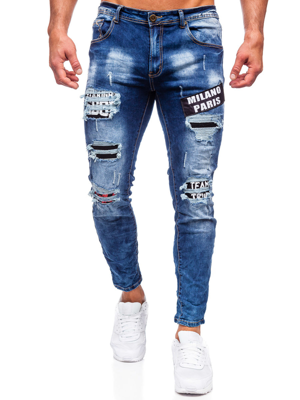 Herren Jeanshose skinny fit Dunkelblau Bolf E7790B
