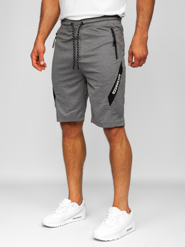 Herren Kurze Sporthose Shorts Grau-Schwarz Bolf Q3875