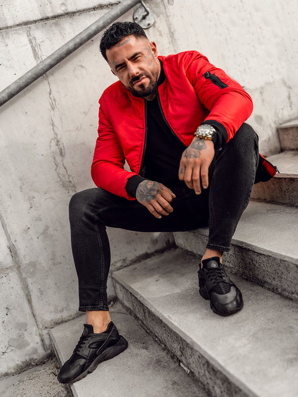 Herren Übergangsjacke Bomberjacke Rot Bolf AK95A