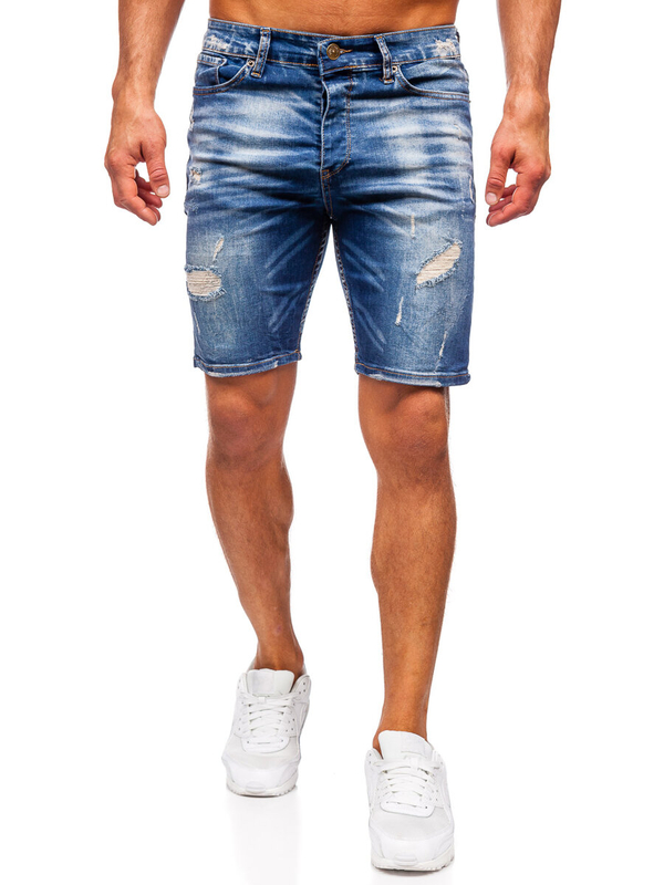 Herren Kurze Jeanshose Shorts Dunkelblau męskie Bolf 0582