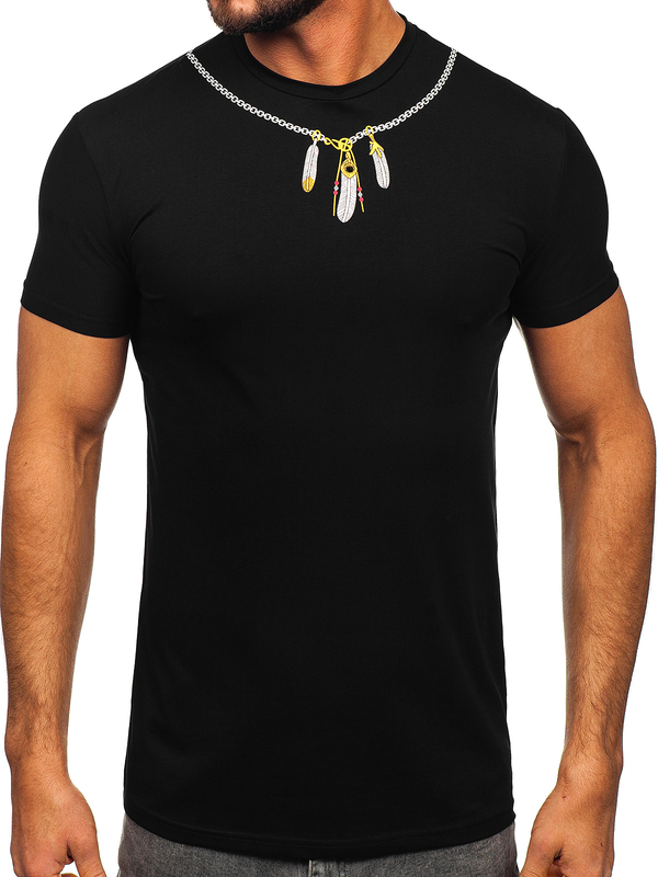 Herren T-Shirt mit Motiv Schwarz Bolf MT3051