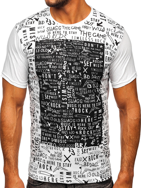 Herren T-Shirt mit Motiv Weiß Bolf 1173