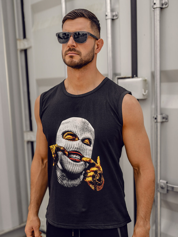 Herren Tank Top mit Motiv Schwarz Bolf 14811A