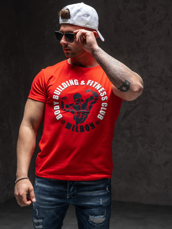 Herren T-Shirt mit Motiv Rot Bolf Y70015