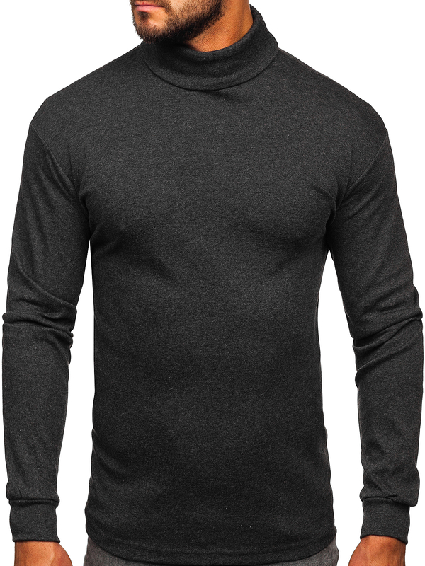 Herren Rollkragenpullover Schwarzgrau Bolf 145347-1