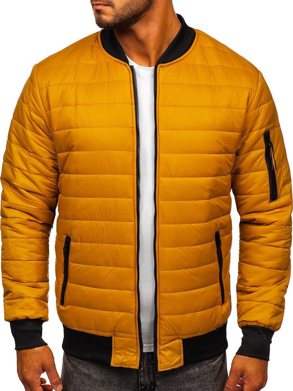 Herren Gepolsterte Übergangsjacke Bomberjacke Camel Bolf MY-02A