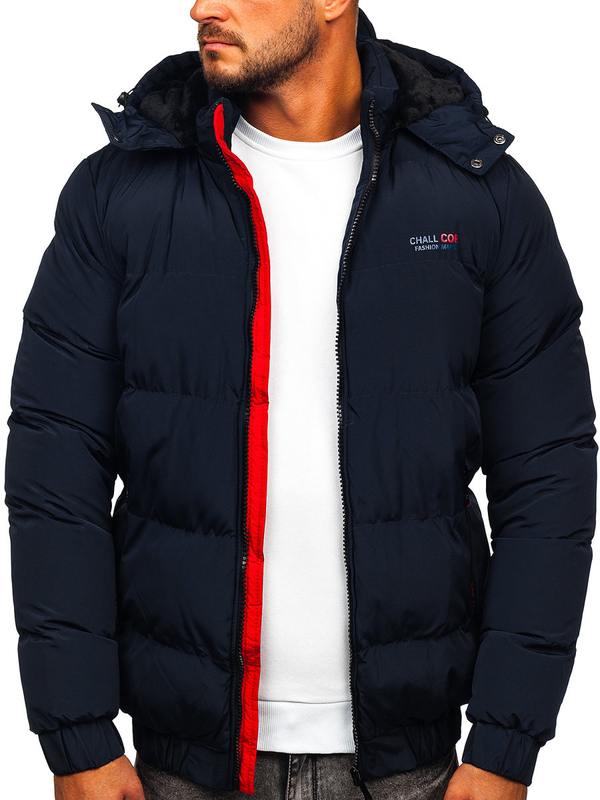 Herren Gepolsterte Winterjacke Dunkelblau Bolf 6904
