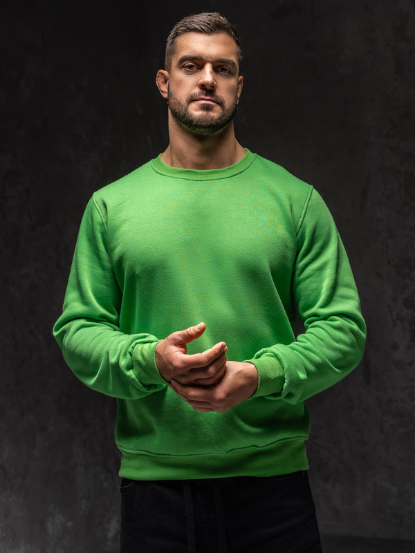 Herren Sweatshirt ohne Kapuze Hell Grün Bolf 2001A1