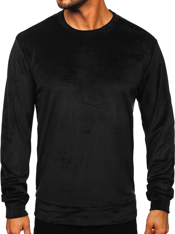 Herren Velours Sweatshirt Schwarz Bolf 8B1166