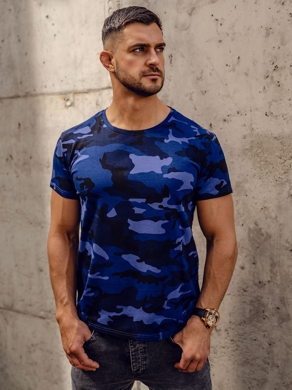 Herren T-Shirt Camo Dunkalblau Bolf S807A1