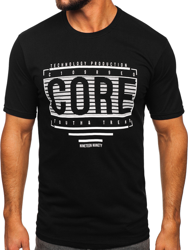 Herren T-Shirt mit Motiv Schwarz Bolf SS11071