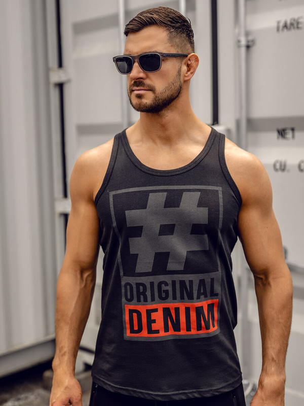 Herren Tank Top mit Motiv Schwarz Bolf 14834A