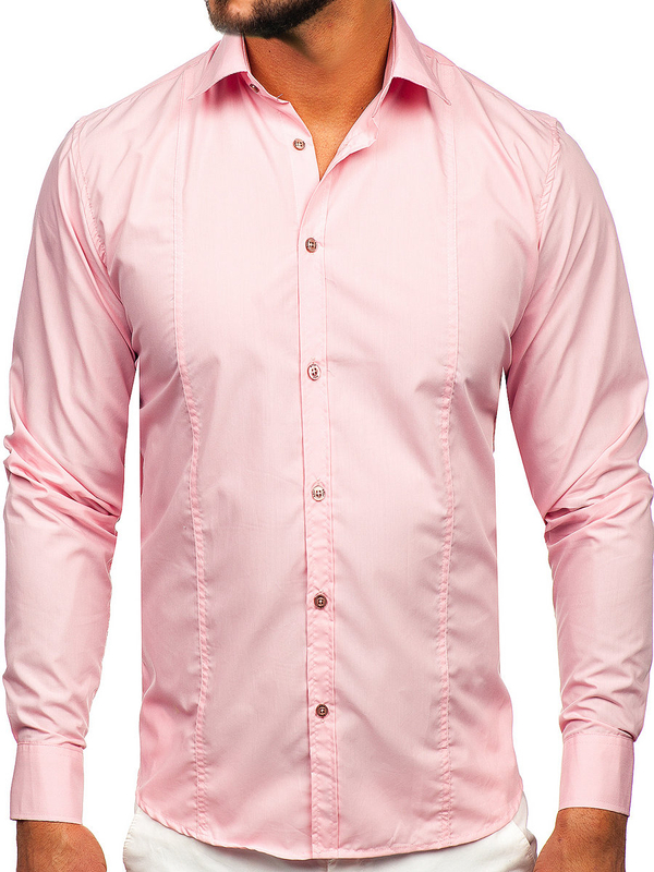 Herren Hemd Elegant Langarm Rosa Bolf 6944
