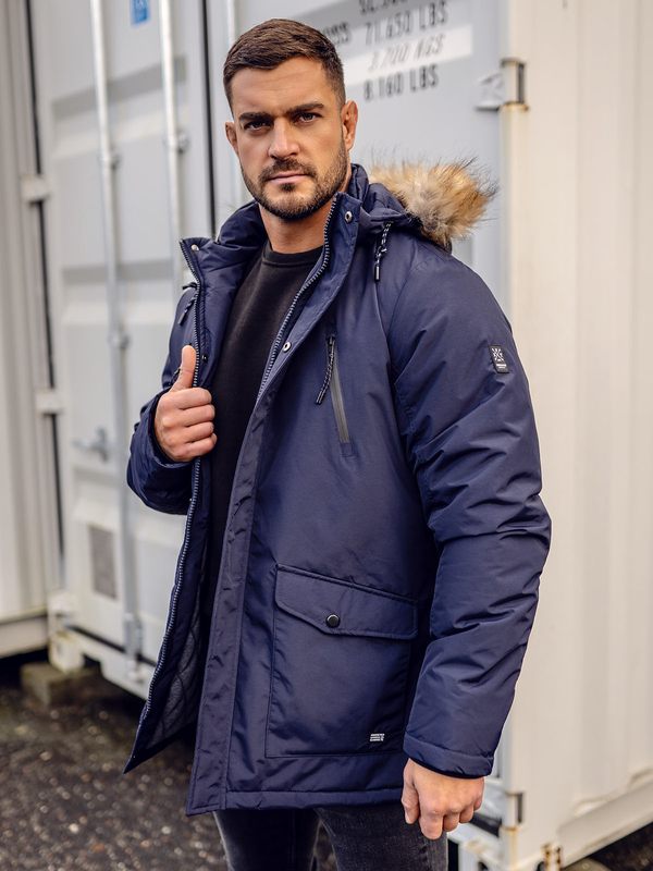 Herren Winterjacke Parka Alaska Tintenblau Bolf WX032DA