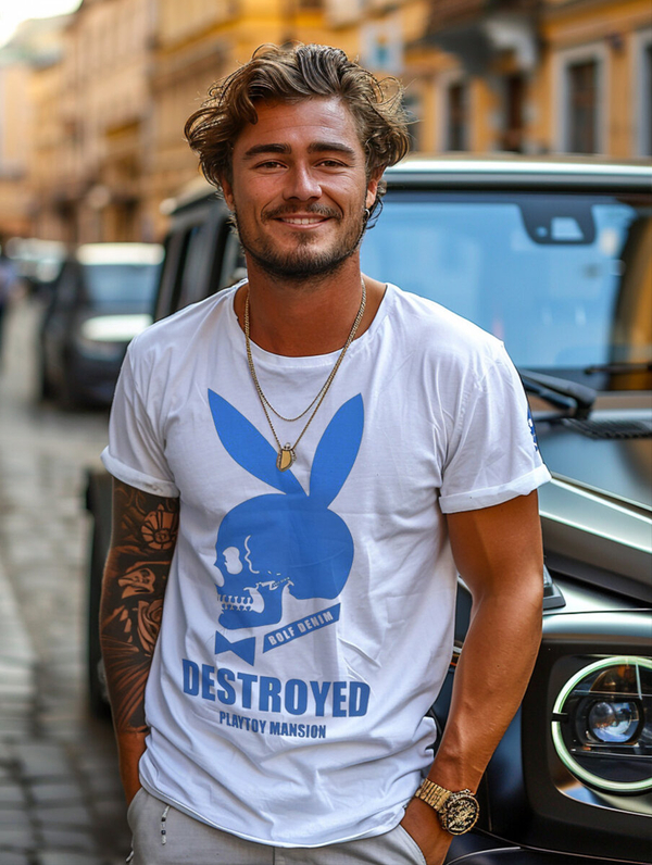 Herren T-Shirt mit Motiv Weiß Bolf 192368A2