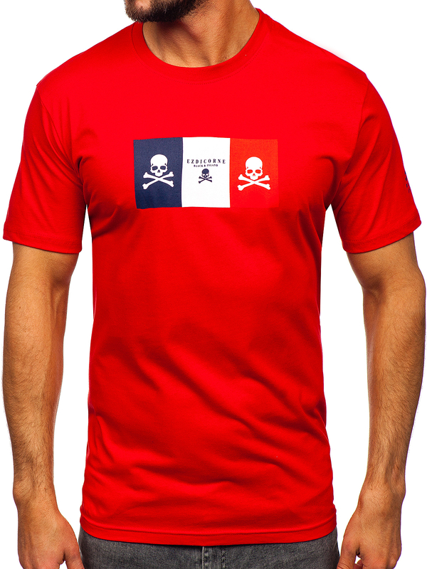 Herren Baumwoll T-Shirt mit Motiv Rot Bolf 14784