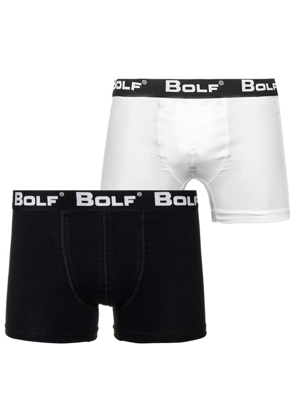 Herren Boxershorts Schwarz-Weiß 0953-2P 2 Bolf PACK