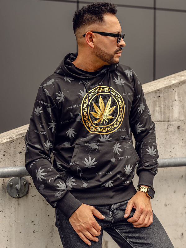 Herren Kapuzenpullover mit Motiv Schwarz Bolf HM628A