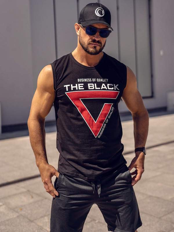 Herren Tank Top mit Motiv Bolf Schwarz14816A