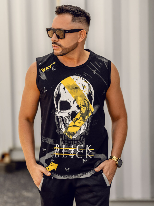 Herren Tank Top mit Motiv Schwarz Bolf 14814A