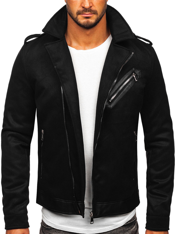 Herren Übergangsjacke Bikerjacke Schwarz Bolf 79M15501