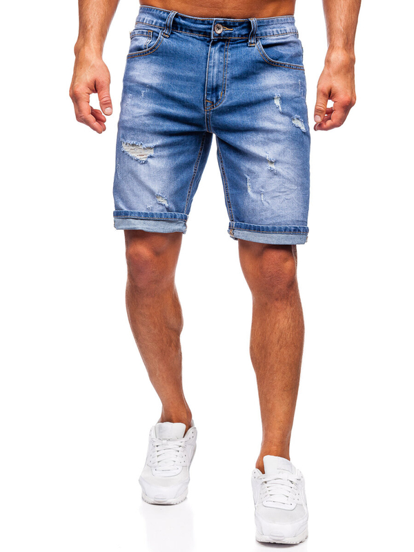 Herren Kurze Hose Jeanshose Jeansshorts Dunkalblau Bolf NG60365