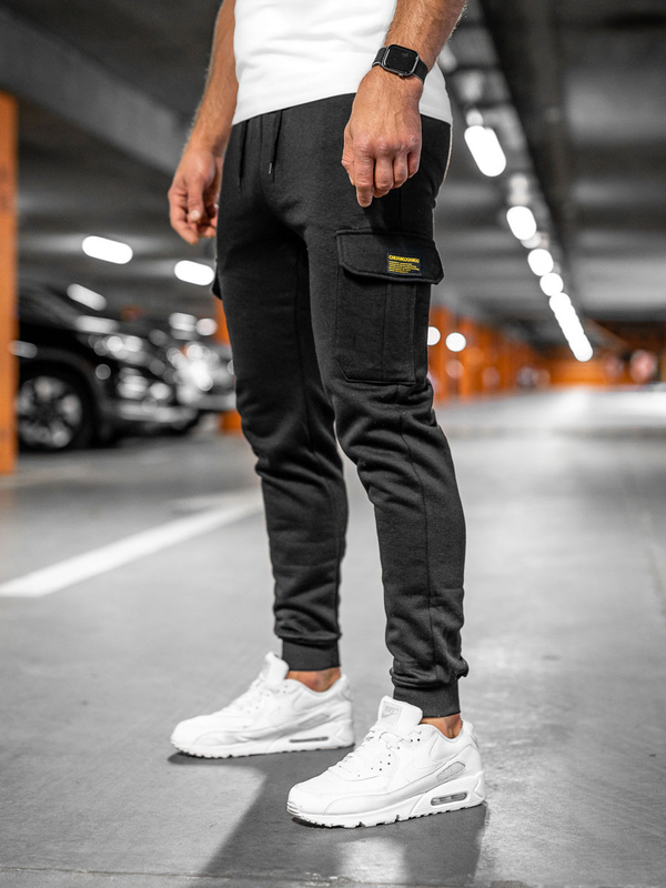 Herren Warme Sporthose Cargohose Joggers Schwarz Bolf JX8709A