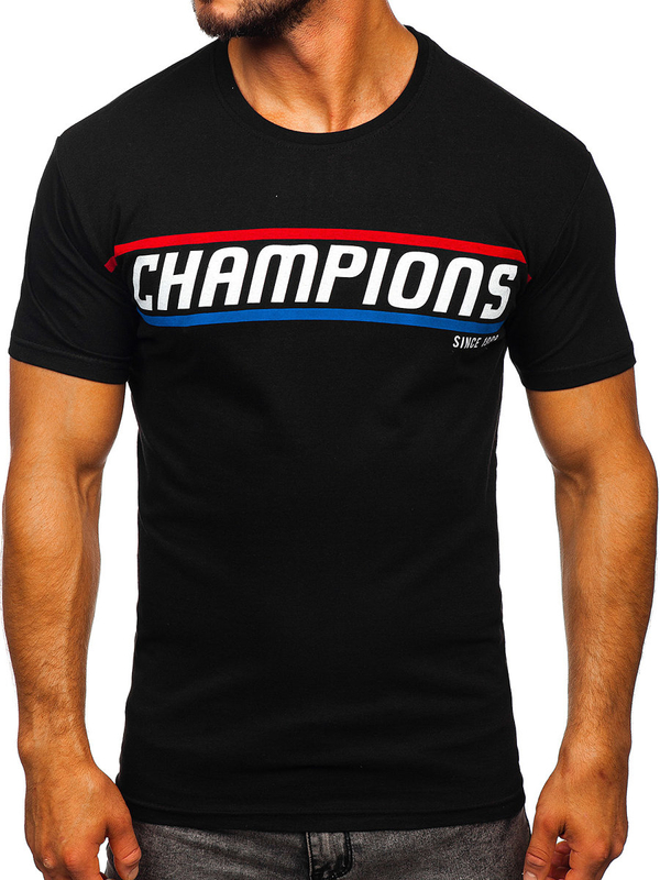 Herren T-Shirt mit Motiv Schwarz Bolf SS10953