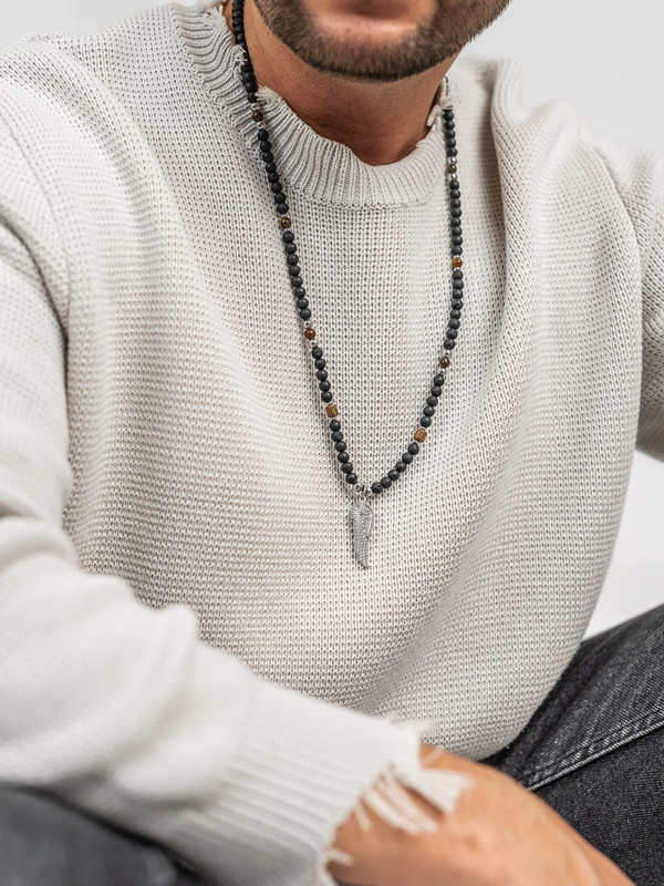 schwarze Herren Schmuckkette mit Anhänger Bolf TT5503