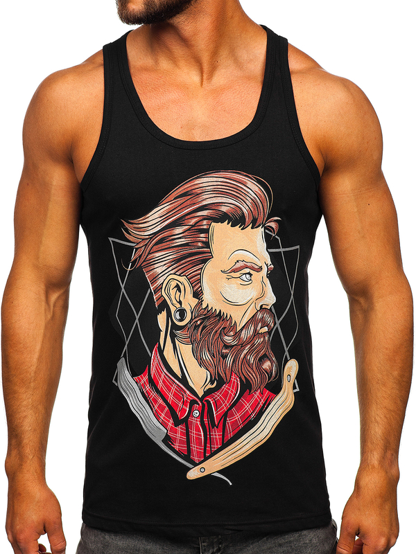 Herren Tank Top mit Motiv Schwarz Bolf 143032