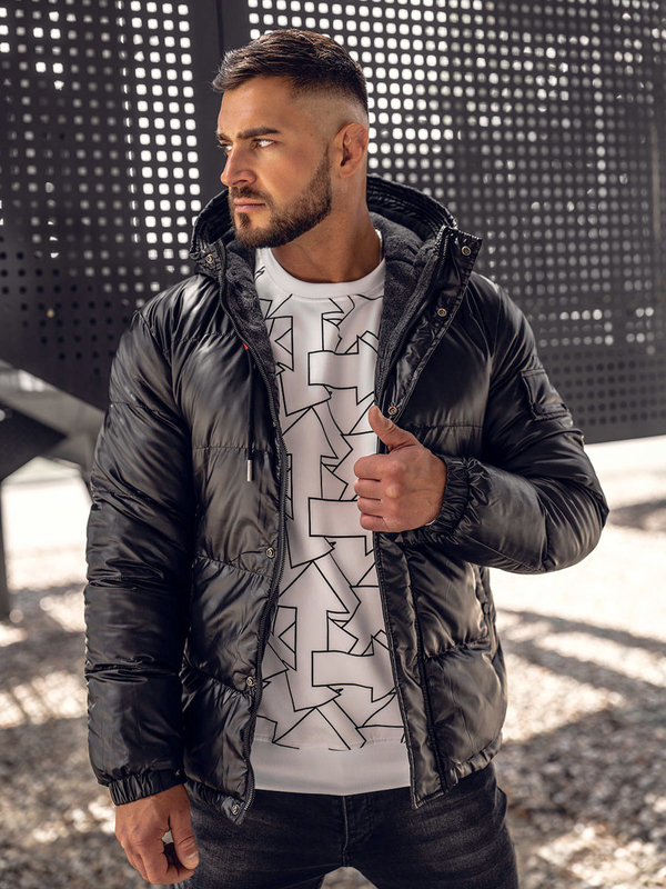 Herren Gepolsterte Winterjacke Sportjacke Schwarz Bolf EX2125A