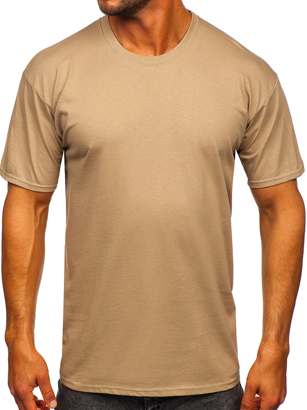 Herren Baumwoll Uni T-Shirt Beige Bolf B459