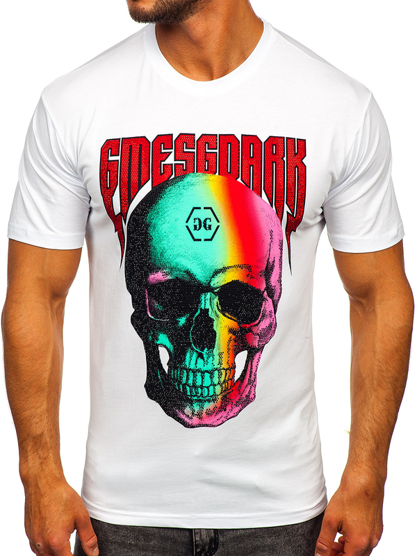 Herren T-Shirt mit Applikationen Weiß Bolf 2352