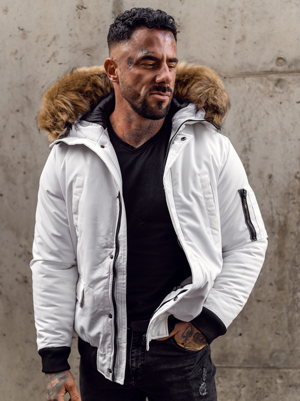 Herren Winterjacke Weiß Bolf 2019