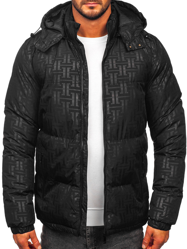 Herren Geposlterte Winterjacke Schwarz Bolf 3B112