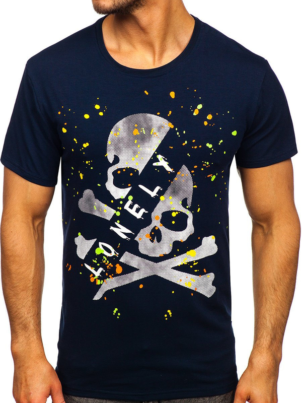 Bolf Herren T-Shirt mit Motiv Dunkalblau Y70008