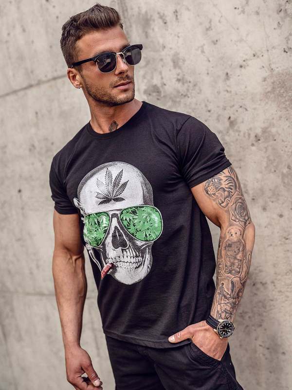 Herren T-Shirt mit Motiv Schwarz Bolf Y70019A