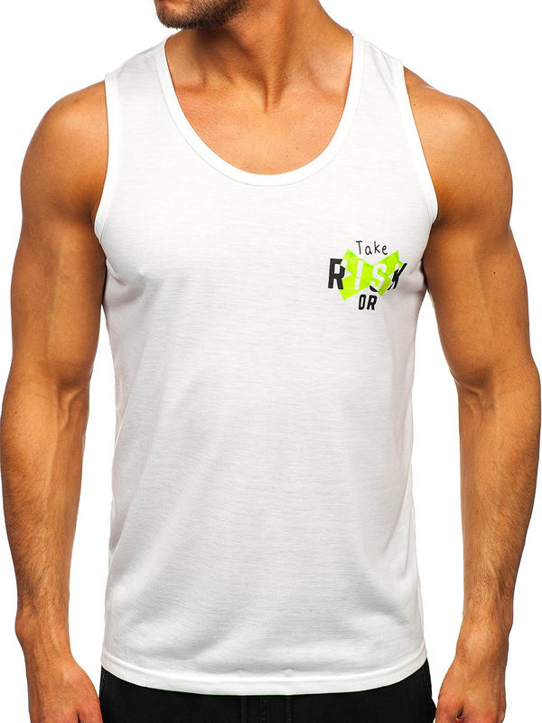 Herren Tank Top mit Motiv Weiß-Grün Bolf HY818