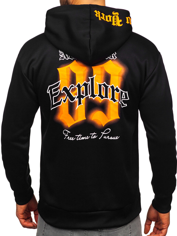 Herren Kapuzenpullover mit Motiv Schwarz Bolf M278