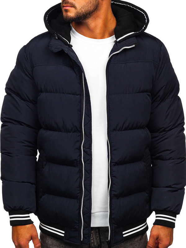 Herren Gepolsterte Winterjacke Dunkelblau Bolf 6883
