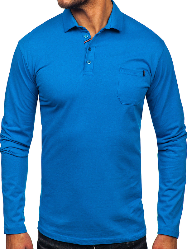 Herren Baumwoll Polohemd Lanagrm Blau Bolf 5120