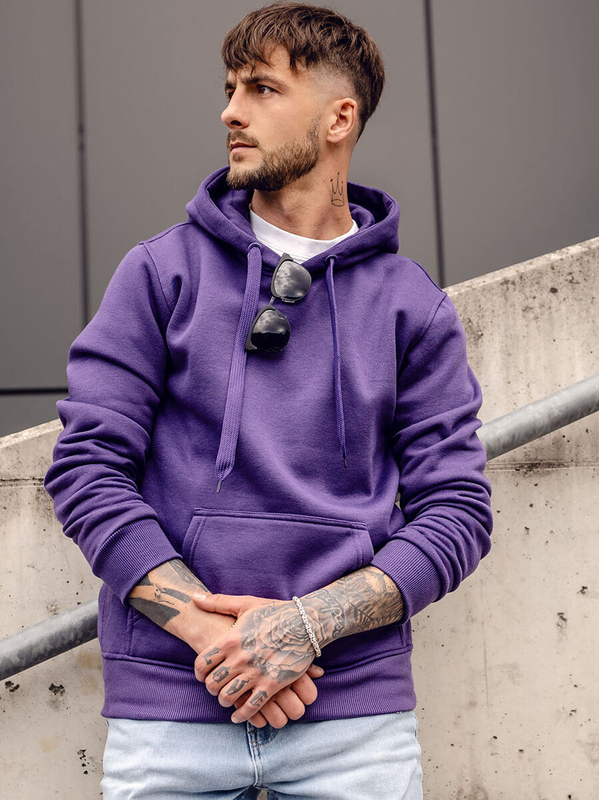 Herren Kapuzenpullover mit Kängurutasch Violett Bolf 2009A