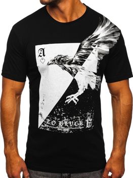 Herren T-Shirt mit Motiv Schwarz Bolf 142171