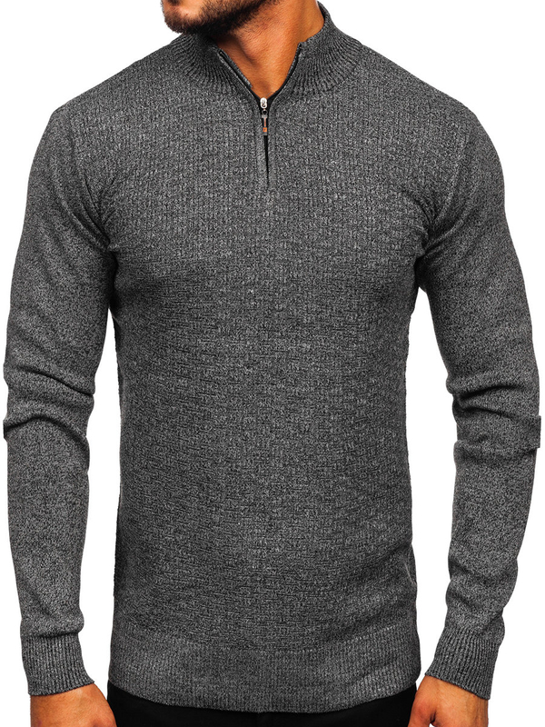 Herren Pullover mit Stehkragen Grau Bolf S8206