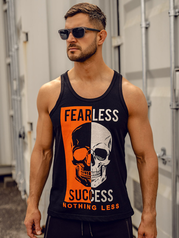 Herren Tank Top mit Motiv Schwarz Bolf 14841A