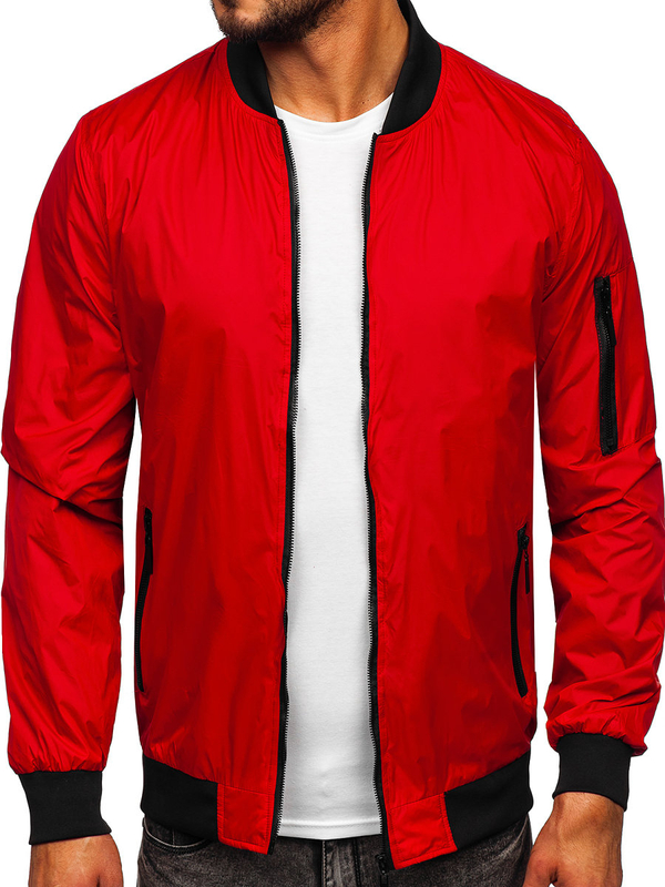 Herren Übergangsjacke Bomberjacke Rot Bolf 5M708
