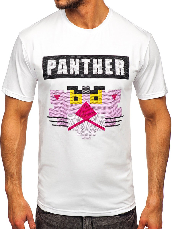 Herren T-Shirt mit Motiv und Applikationen Weiß Bolf 192380